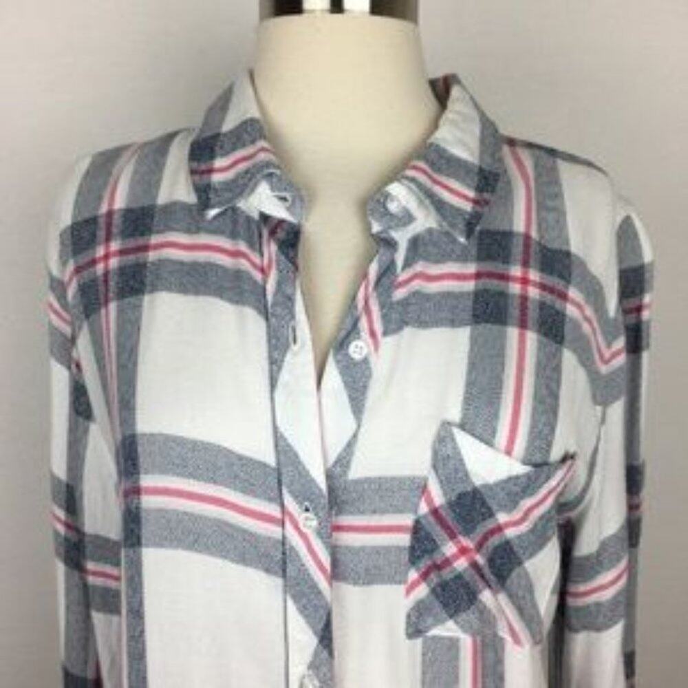 Rails Red, White And Navy Plaid Button Down Sm - image 2